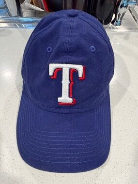 New Era Blue Cap with White and Red Embroidered T